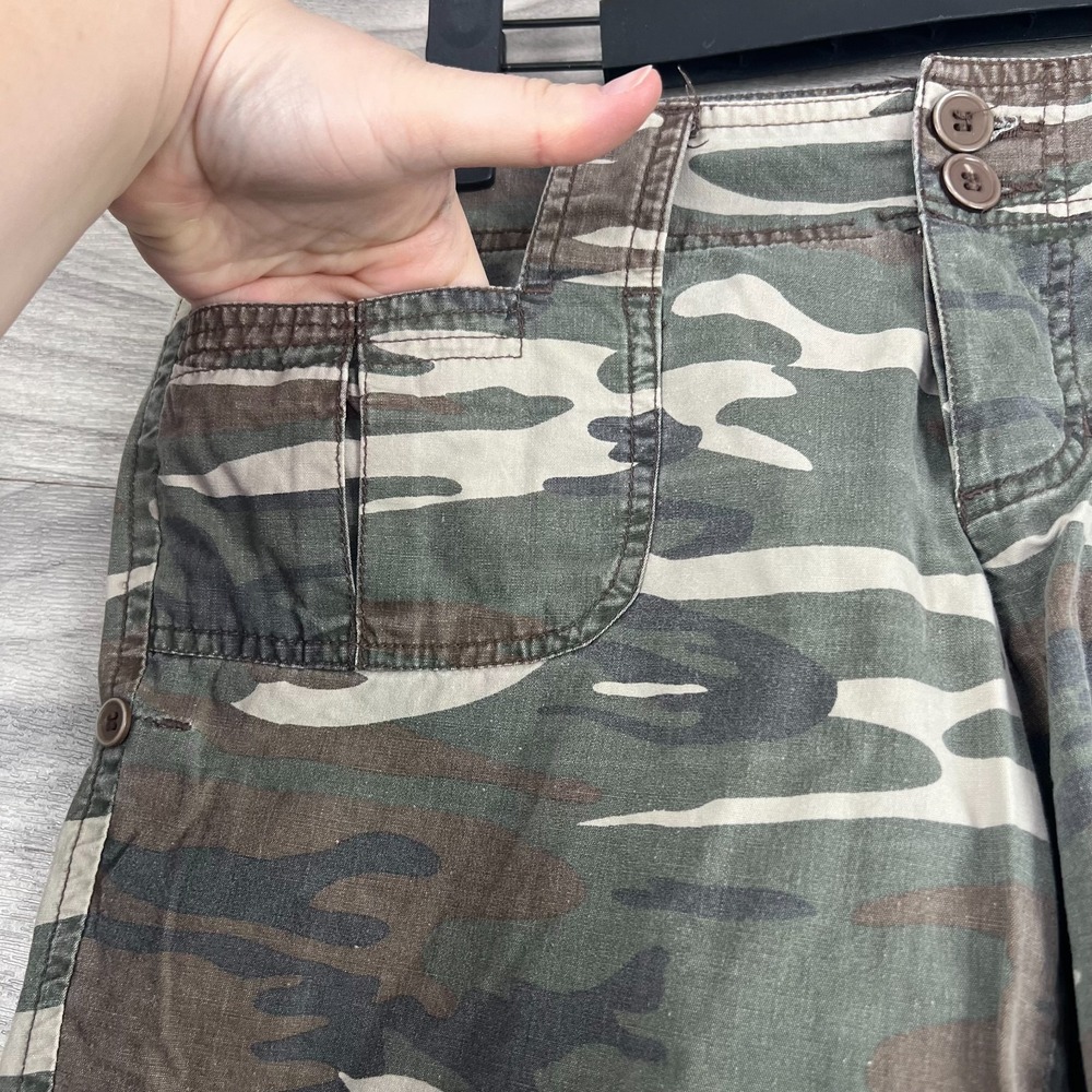 Vintage Havana‎ Cargo Shorts Women's Large Green Camo Cotton Low-Rise Button-Fly - Picture 7 of 16